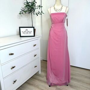 NWT JIM HJELM Special Occasion Bridesmaid Chiffon Satin Maxi Pink Dress Size 4